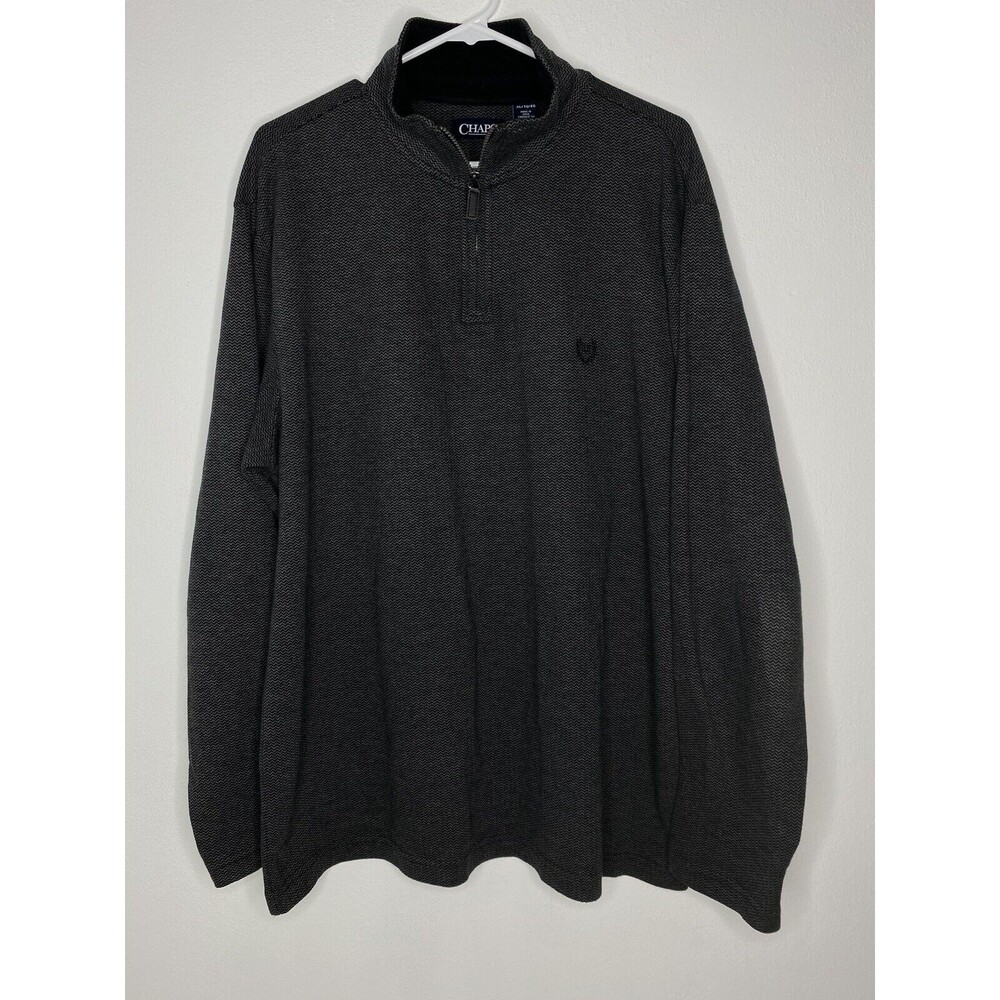 Chaps Ralph Lauren Gray Pattern Zip Sweater with Front Logo Mens Size XL EUC
